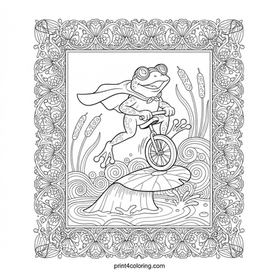 Froggy's Fearless Unicycle Leap! - free printable coloring page