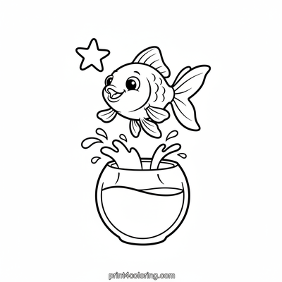 Goldfish's Great Leap for a Snack! - free printable coloring page