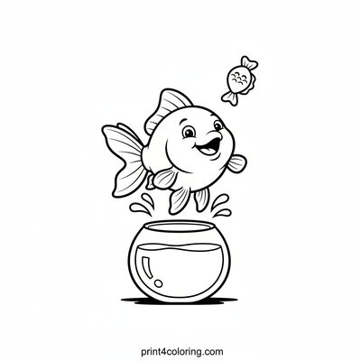 Goldfish's Great Leap - free printable coloring page