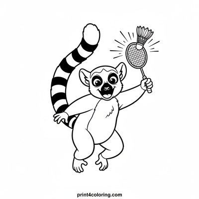Lenny the Lemur's Badminton Blast-Off! - free printable coloring page