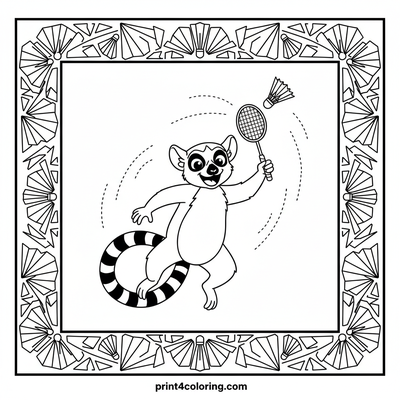 Leaping Lemur's Badminton Blast - free printable coloring page