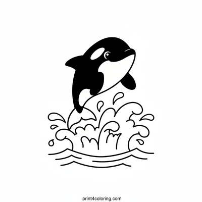Happy Orca's Ocean Leap - free printable coloring page