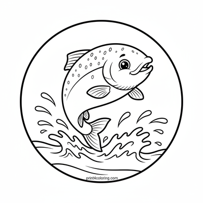 Leaping Salmon Splash! - free printable coloring page