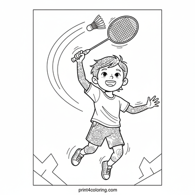 Badminton Ace in Action - free printable coloring page
