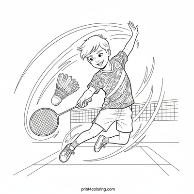 Champion's Leap: Shuttlecock Smash! - free printable coloring page