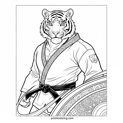 Leaping Tiger Master: Precision Kick! - free printable coloring page