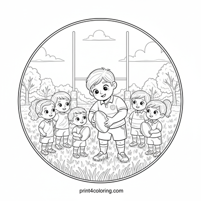 Rugby Pass Perfection: Coach & Kids on the Field