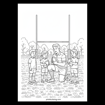 Rugby Pass Perfection: A Coach's Lesson - free printable coloring page