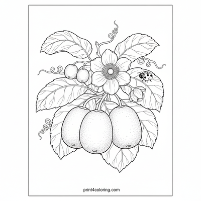 Kiwi Vine's Sweet Journey: A Life Cycle Portrait - free printable coloring page