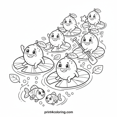 Lime Friends' Sparkling Pond Journey! - free printable coloring page