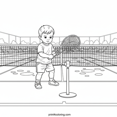 Little Ace's First Serve - free printable coloring page