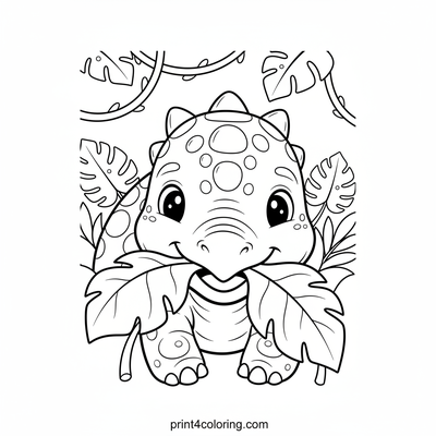 Cute Ankylosaurus's Leafy Lunch - free printable coloring page