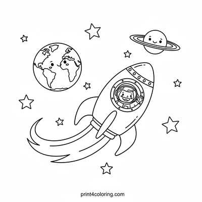 Little Astronaut's Cosmic Adventure - free printable coloring page