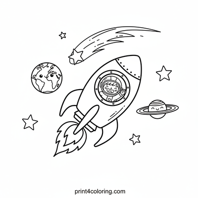 Little Astronaut's Cosmic Adventure! - free printable coloring page