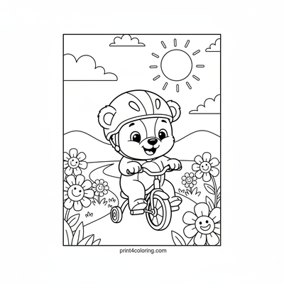 Little Bear's Big First Ride - free printable coloring page