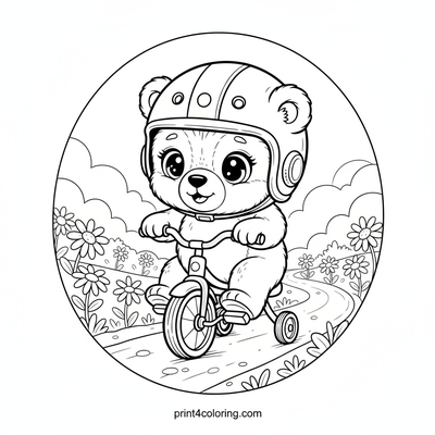 Little Bear's Big Adventure: First Bike Ride - free printable coloring page