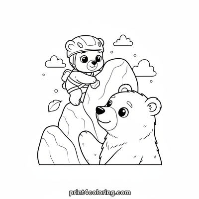 Brave Little Bear's First Climb - free printable coloring page