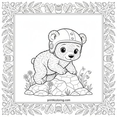 Little Bear's Rocky Ascent - free printable coloring page
