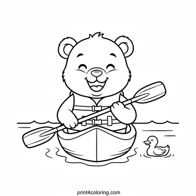 Little Bear's First Kayak Adventure - free printable coloring page