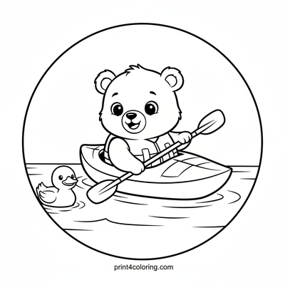 Baby Bear's First Kayak Adventure - free printable coloring page