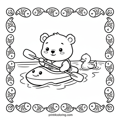 Little Bear's First Kayak Adventure - free printable coloring page