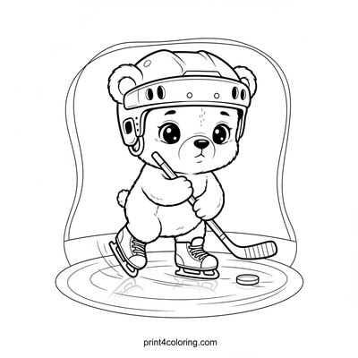 Little Bear Cub's First Skate - free printable coloring page
