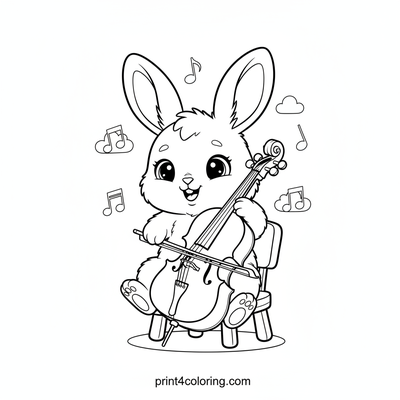 Little Bunny's Sweet Cello Song - free printable coloring page