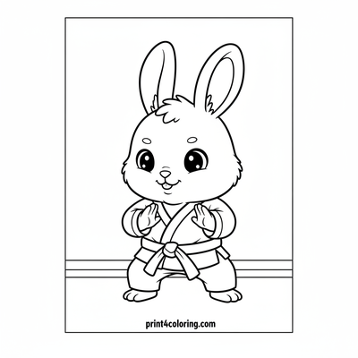 Little Bunny's Karate Debut - free printable coloring page