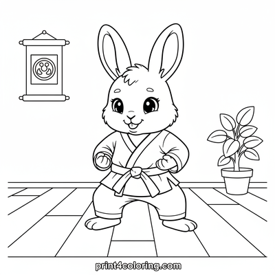 Little Bunny's Big Karate Debut - free printable coloring page