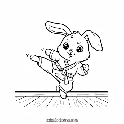 Bunny's First Dojo Day - free printable coloring page