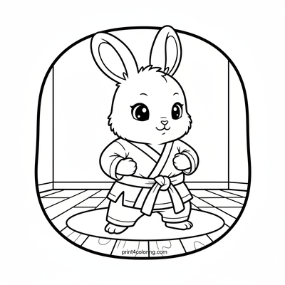 Hoppy Kicks: Little Bunny's First Karate Class - free printable coloring page