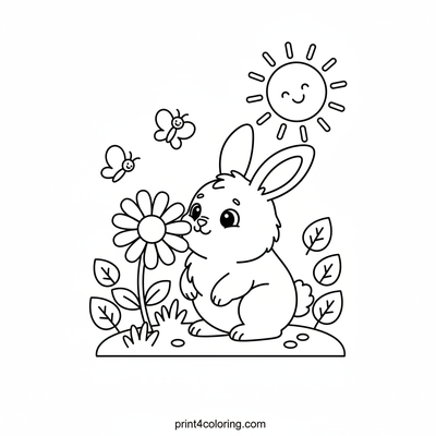 Happy Bunny's Daisy Dream - free printable coloring page