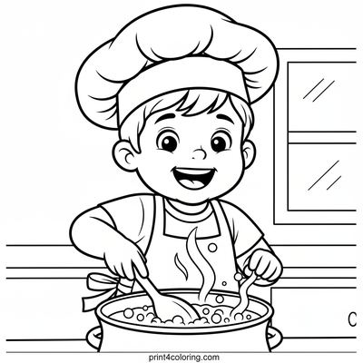 Little Chef's Super Soup Stir Adventure - free printable coloring page
