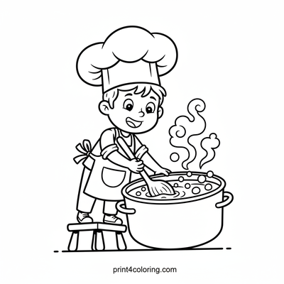 Little Chef's Super Soup Stir Adventure! - free printable coloring page