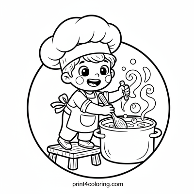 Little Chef's Super Soup Stir - free printable coloring page