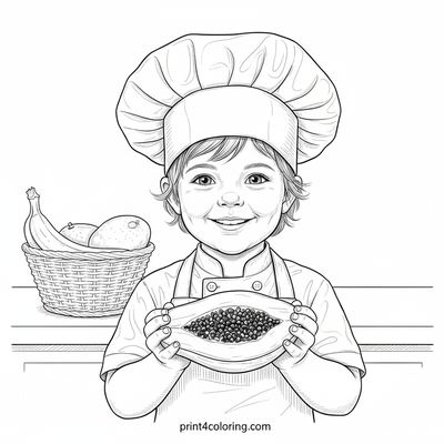 Tiny Tropical Chef's Masterpiece - free printable coloring page