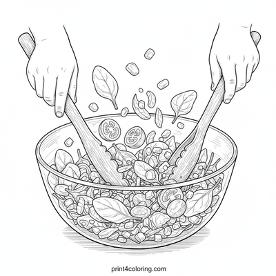 Little Chef's Vibrant Salad Toss - free printable coloring page