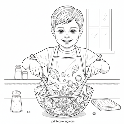 The Little Salad Maestro - free printable coloring page