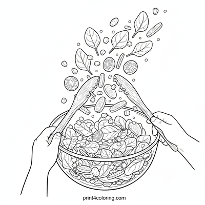 Vibrant Veggie Toss: Little Chef's Salad Masterpiece - free printable coloring page