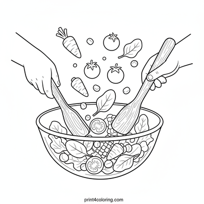 Little Chef's Vibrant Salad Toss - free printable coloring page