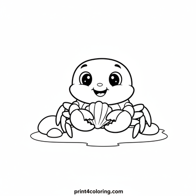 Little Crab's Seashell Treasure - free printable coloring page