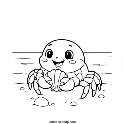 Baby Crab's Beach Treasure - free printable coloring page