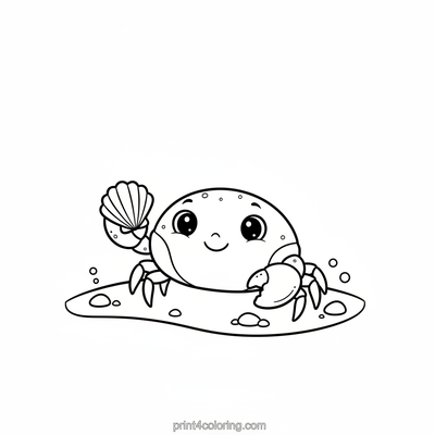 Tiny Crab's Treasure Shell - free printable coloring page