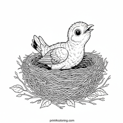 Little Cuckoo's Curious Peek - free printable coloring page