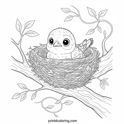Little Cuckoo's First Glimpse - free printable coloring page
