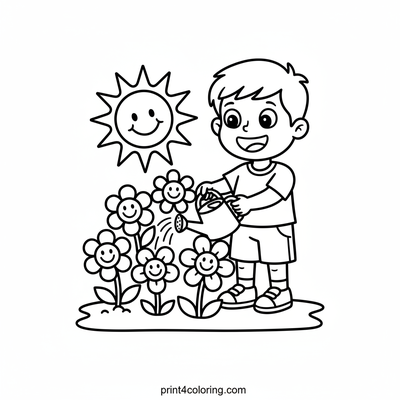 Sunny Garden Helper - free printable coloring page