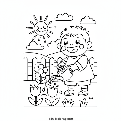 Little Gardener's Joy - free printable coloring page