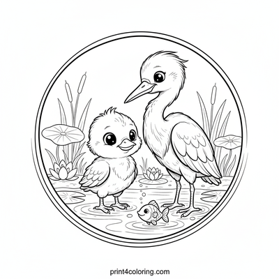 Little Heron's Big Moment - free printable coloring page