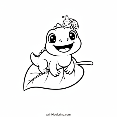 Little Iguana's Big Leaf Adventure - free printable coloring page