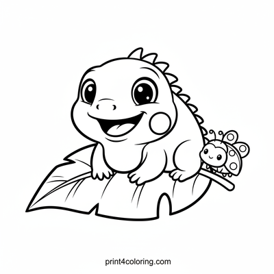 Little Iguana's Leafy Grin - free printable coloring page